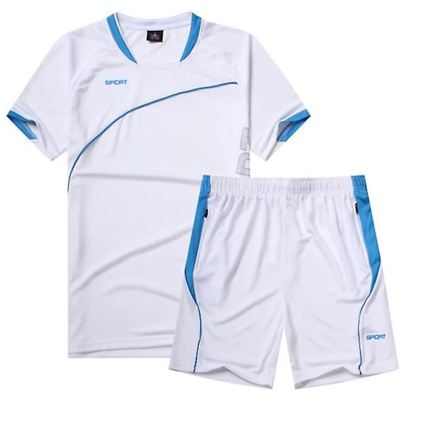Jwl- Sportkläder Sommarlöparset Gymkläder Träning Basket Fotboll Träning Jogging Löpardräkt 2 st Maratonkläder 4XL white