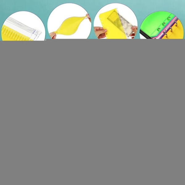 6-håls pärmpärm med  filfickor i plast och etikettklistermärken gul 12