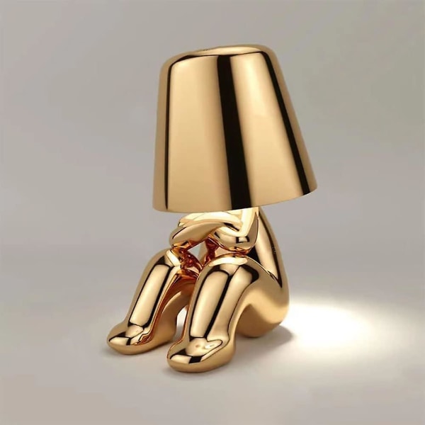 Bedside Touch Bordlampe, Guld Thinker Lampe Skrivebordslampe Trådløs genopladelig bærbar dekorativ sengelampe med USB-opladning gold Sitting style 8902