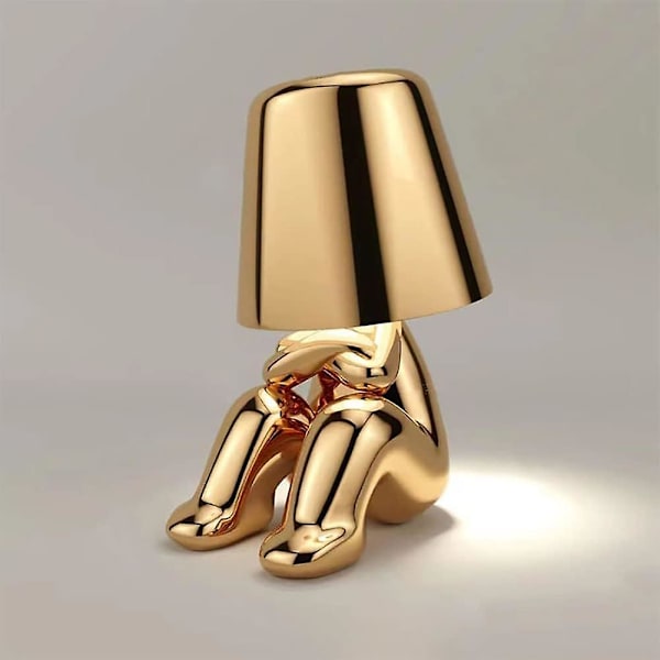 Sengelampe med berøringskontroll, Guld Thinker Lampe Skrivebordslampe Trådløs Oppladbar Bærbar Dekorativ Nattlampe Med USB-lading gold Sitting style 8902