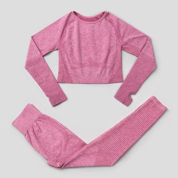 Set Kvinner Gym Fitness Yoga Klær Sportstøy Trening Trenings Leggings&Topp Dame Rosa 2 Pink 2 L