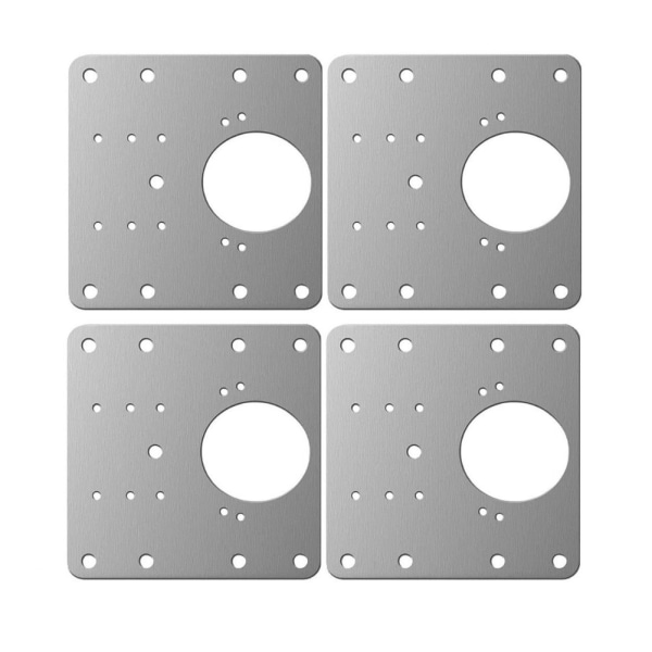Reparationsplade til hængsler møbler 9x9 cm rustfrit stål 4-pakke