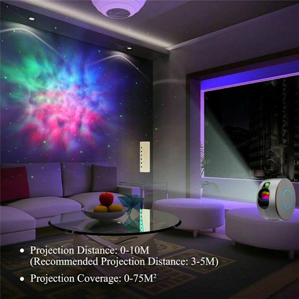 Fjernkontroll Stjerneprojektor, Galaxy Nattlys, USB Lampe for Hjem, Bar, Kafé, Restaurant, Bryllup, Fest, Dekorasjon Hvit white