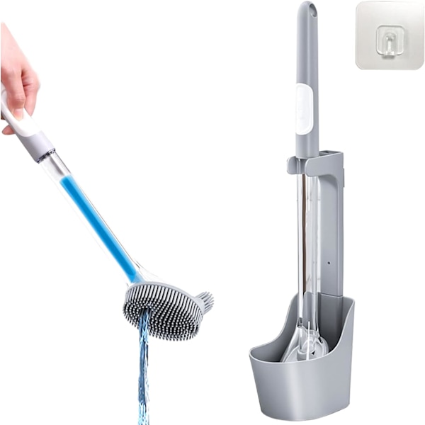 Silikoninen wc-harja ja setti, wc-kulhon puhdistusharja saippuasäiliöllä, täytettävä wc-harja nestemäisellä annostelijalla kylpyhuoneeseen