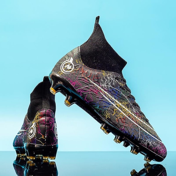 Fotbollsskor för män Halkfria fotbollsskor Klossar Gräs Fotbollssneakers Yj068a Black 40