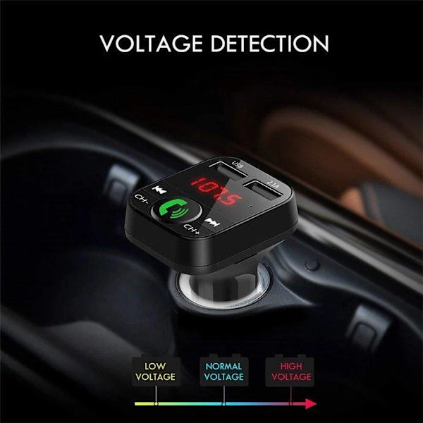 FM-transmitter X10 med Bluetooth Handsfree 4 i 1 Sort black