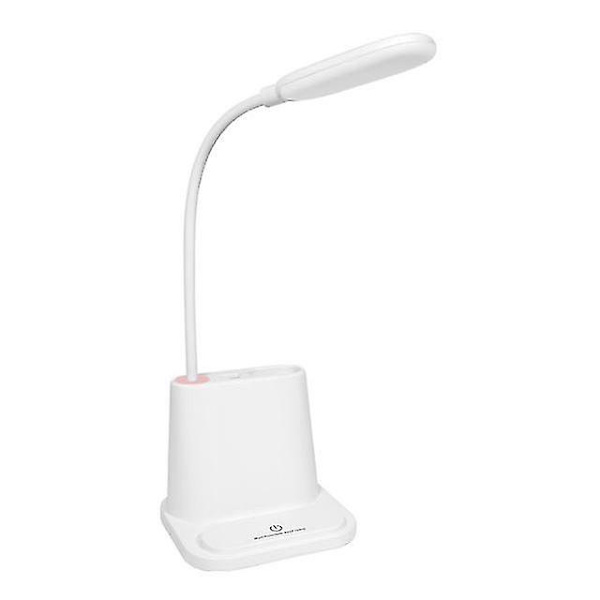 Multifunktionel bordlampe med penneholder Dc5v USB opladbar pegelampe med telefonstativ til skrivebord soveværelse studerende D1 White White