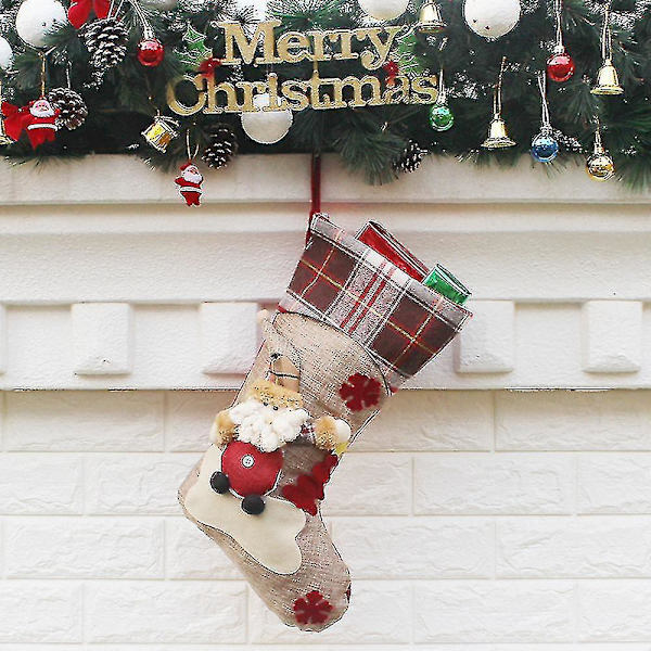 Julstrumpor, stor storlek Klassisk julstrumpa  Snowman Santa