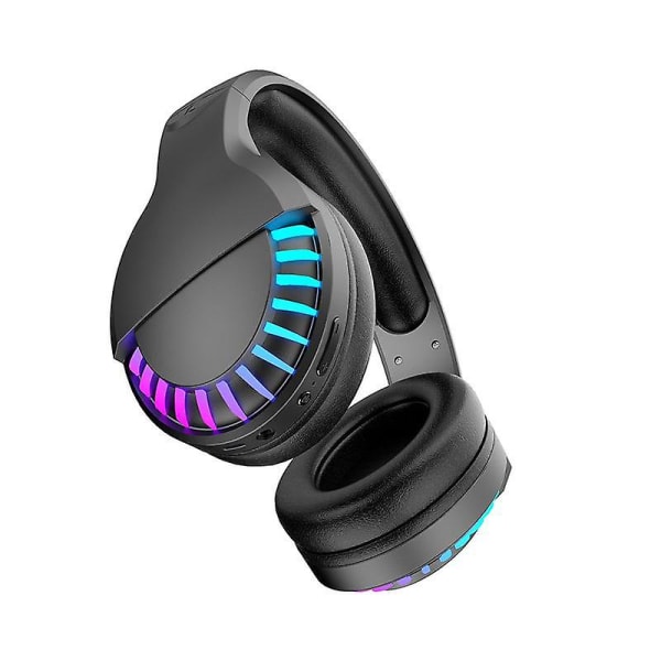 Over-Ear trådløse Bluetooth-hodetelefoner, 5.1-kanals Hi-Fi-stereo, RGB LED-bakgrunnsbelysning