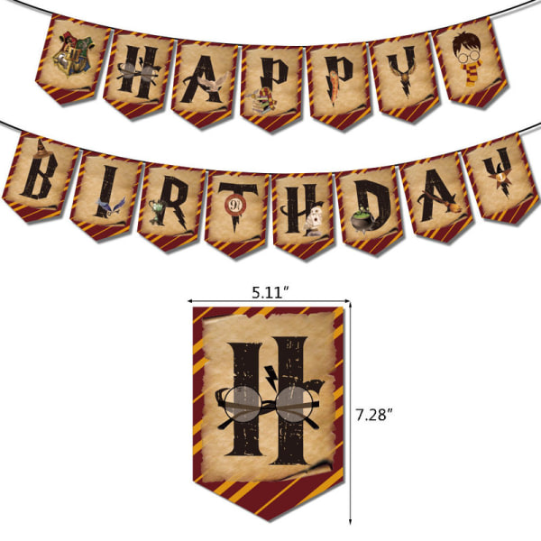 IC Magisk tema Fødselsdagsfestpynt Harry Potter Flag Wizard Glaskageindsatsballoner