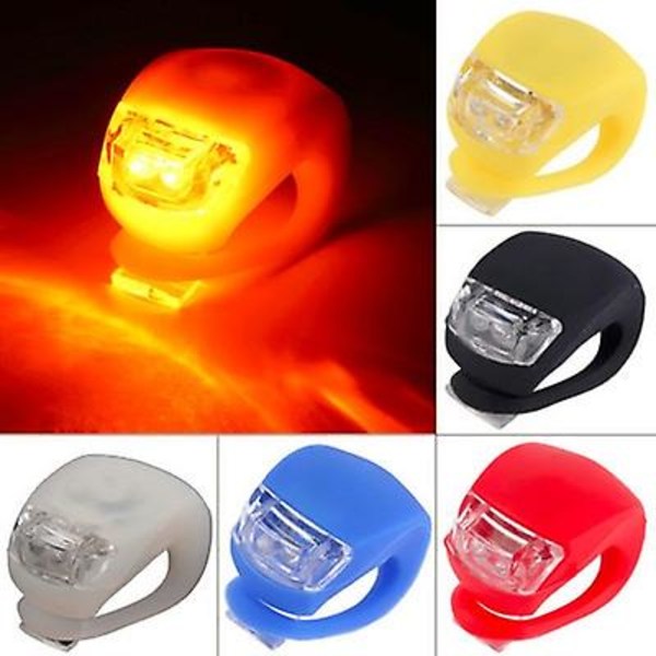 Silikon Cykellys Mtb Led Forlygte Baglygte Vandafvisende Lommelygte Cykelsikkerhed Pink white Light