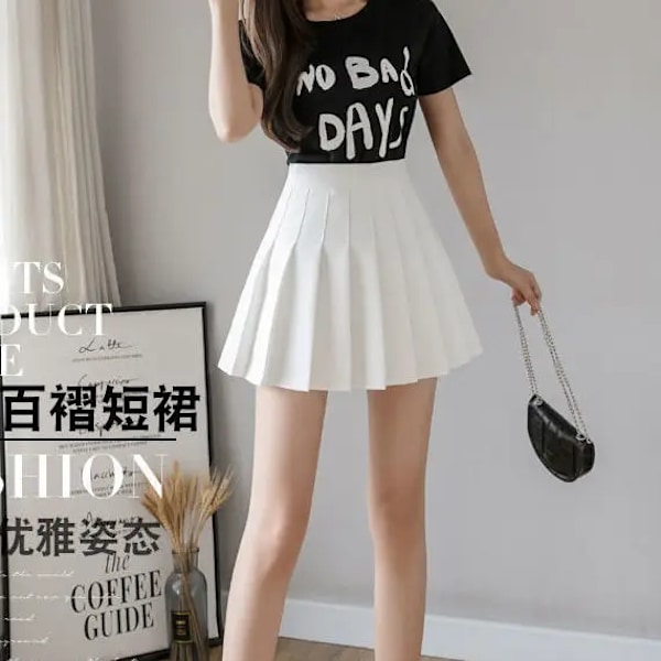 Tennis skjørt Dame Golf Plie Skjørt Sport Fitness Shorts Høy midje Yoga Løpe Shorts Skjørt Treningstøy Hvit White XXXL