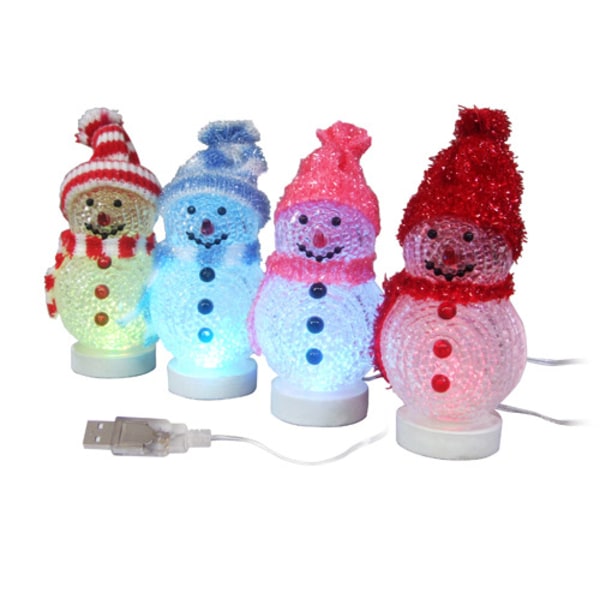 2 stk juledekoration USB interface stik glød julesnemand Juletræ natlys red and white