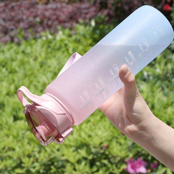 Sports 1000 ml vattenflaska med sugrör för utomhusresor Purple
