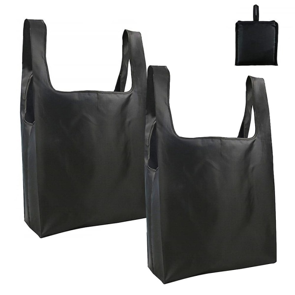 2-pakks gjenbrukbare handleposer Foldbare store matposer med festelomme Gjenbrukbare stoffposer Maskinvaskbar for shopping på kjøkkenet style 1