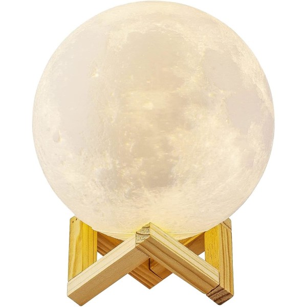 3D-månlampa, 3-färgs LED-nattljus, 15 cm diameter, USB -uppladdningsbart månnattljus för sovrum Vardagsrum Café Födelsedagsjulklapp