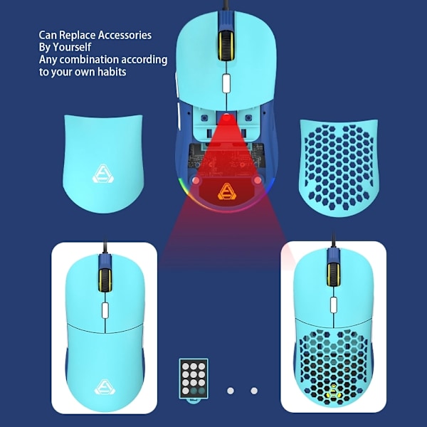 Lättvikts RGB Gaming Mus Ergonomi Honeycomb Design