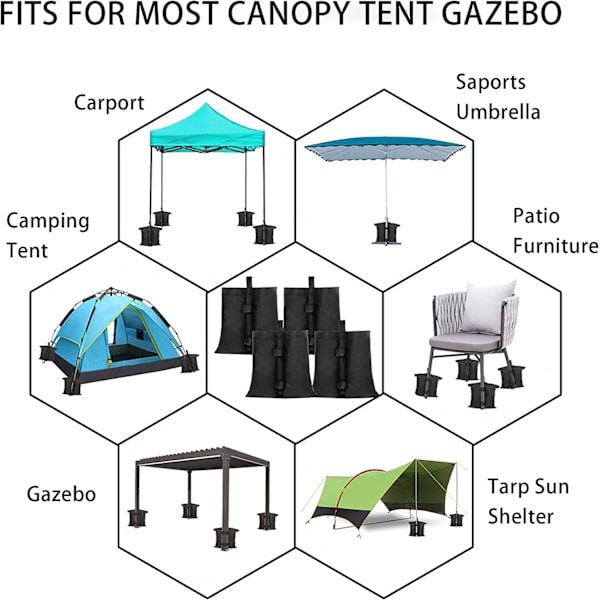 Gazebo Sand Vikter, 4 Pack Vikter, Ben Vikter, Shade tält, Par