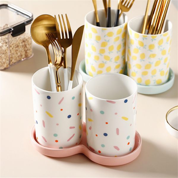 Keramiske spisepinde Cylinder, Dobbelt cylinder Multifunktionel Pink