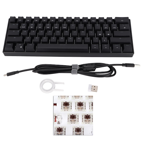 Mekaniskt tangentbord 61 tangenter Tre lägen Stöd Trådlöst Portabelt Ergonomiskt Uppladdningsbart Batteri Gaming Tangentbord Tea Axis Body