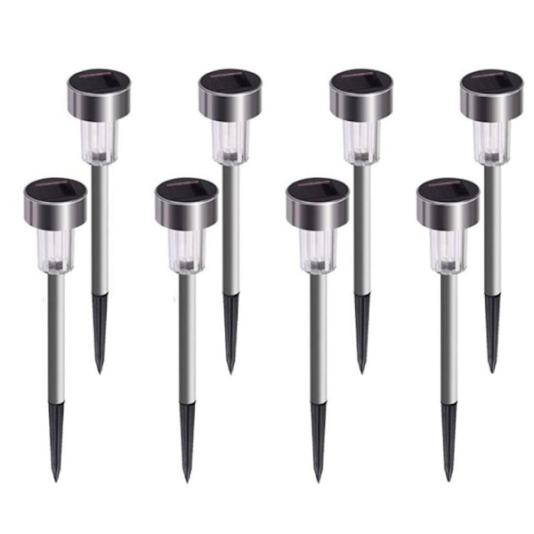 8x Solcellsdrivna Trädgårdslampor - LED silver
