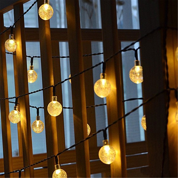 Solar String Lights Fairy Crystal Ball Lights Juldekor white 12 meters 100 lights