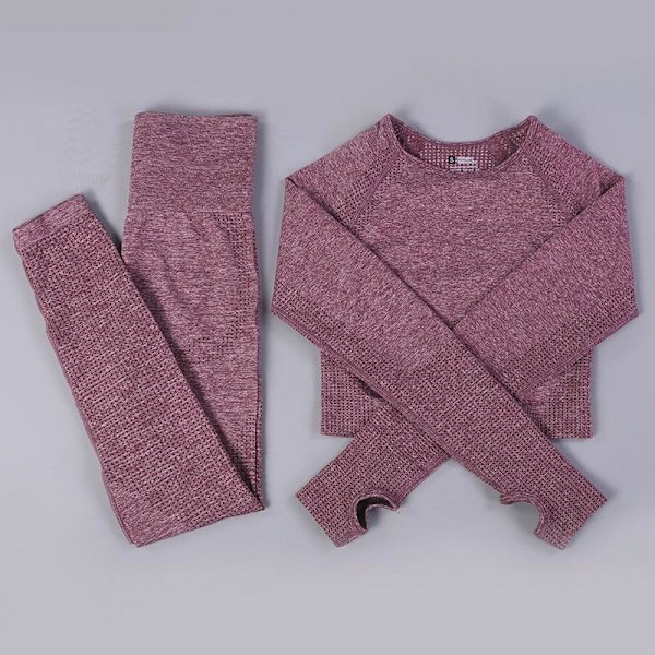 Set Kvinner Gym Fitness Yoga Klær Sportstøy Trening Trenings Leggings&Topp Dame rosa7 pink7 M