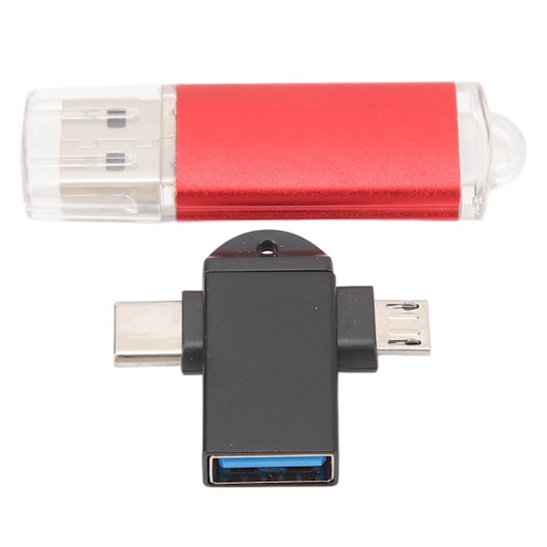 USB-minne Kompakt Portabel USB-minne med USB till Typ C och Micro USB-adapter för Windows 98 för OS X 9 Röd 128GB