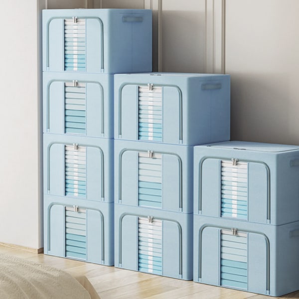 Tekstil Oppbevaringsboks Stor Kapasitet Garderobe Organizer med Dobbel Glidelås for Hjem Light Pink 24L
