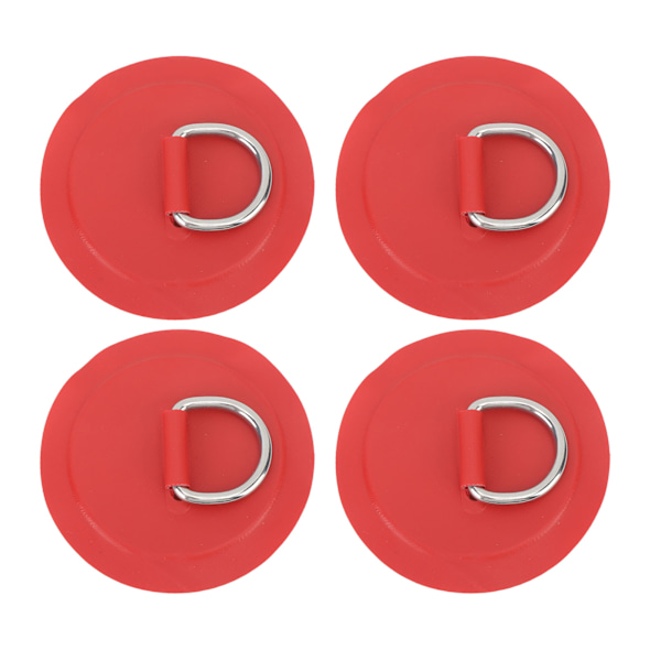 4 stk. D-ring patch PVC rund form stærk rustfrit stål D-ring pad til båd raft paddleboard rød