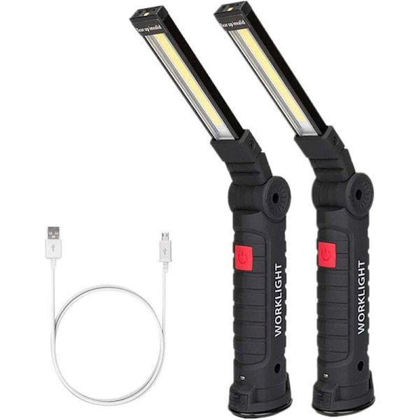 LED Arbetslampa, COB Uppladdningsbara Arbetslampor med Magnetisk Bas, 360 Graders Rotation och Inspektionslampa med 5 Lägen Ficklampa för Bilreparation