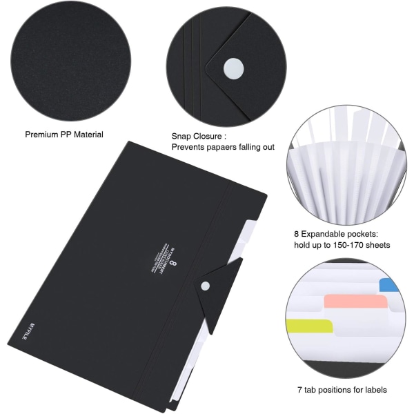 8-rums mappe-filholder, der kan udvides, vandtæt plastopbevaringspose.