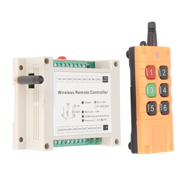 Fjärrkontrollbrytare Multifunktionell 6CH 433Mhz Fjärrkontrollrelä för Elektriska Dörrar Fönster Industri DC12‑36V