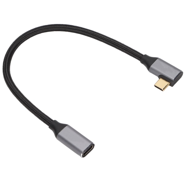 4K 100W PD 5A Rettvinklet 90 Graders Gen 2 USB3.1 Type C Hann til Hunn Skjøteledning 25cm
