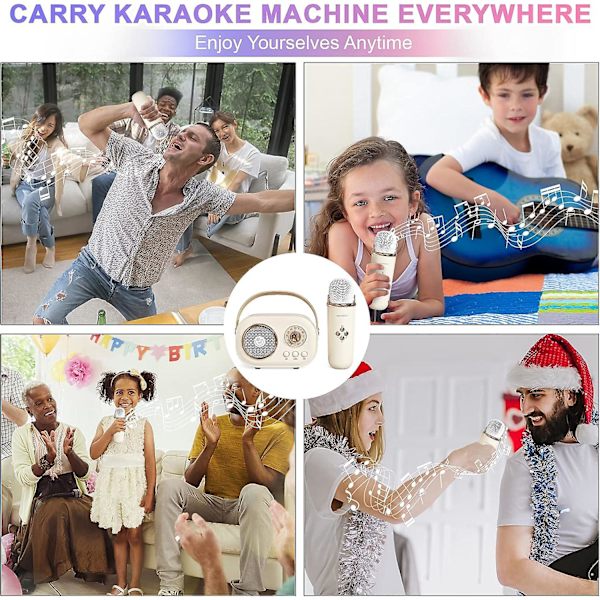 Mini karaokemaskin, karaokemaskin för barn och vuxna, söt karaoke med set , bärbar Bluetooth högtalare med mikrofon, retro handhållen Yellow