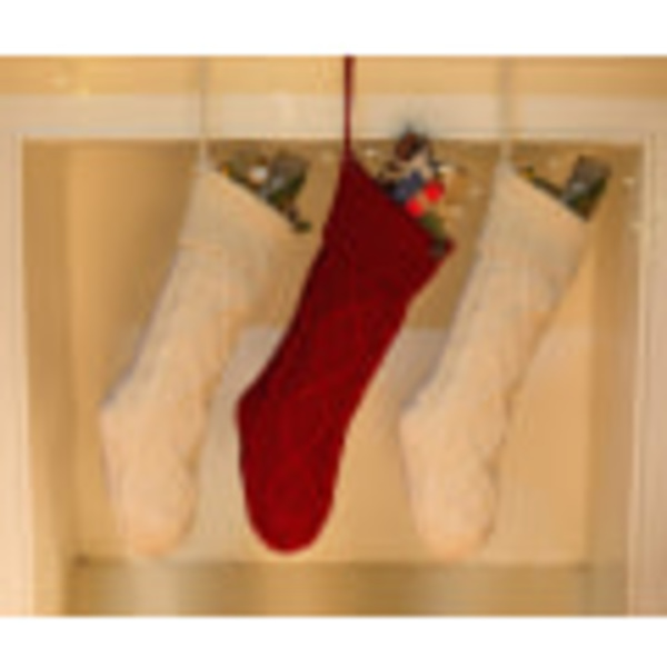 Twist Stickad Julstrumpa Set Pure Color White Ivory