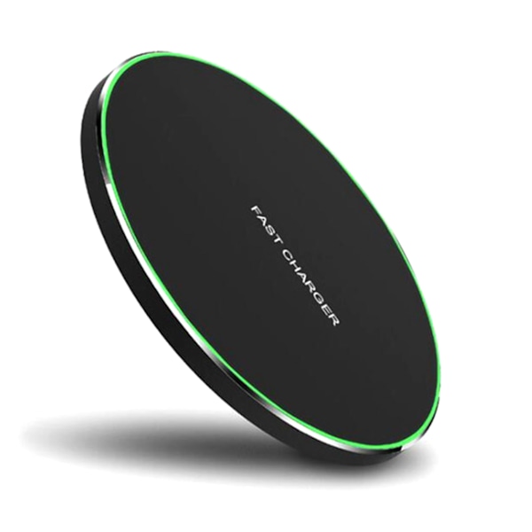 10W Trådlös Laddare Snabb Trådlös Laddningsplatta Skrivbord med Mjuk Halo för Mobiltelefon Svart för Android
