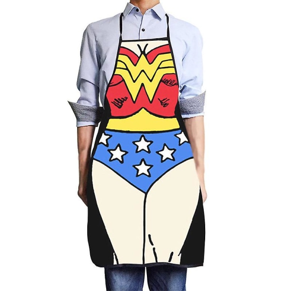 Unisex Voksen Nyhet Matlagingskokk Forkle Festmiddag BBQ Kjøkkenkjole Wonder Woman