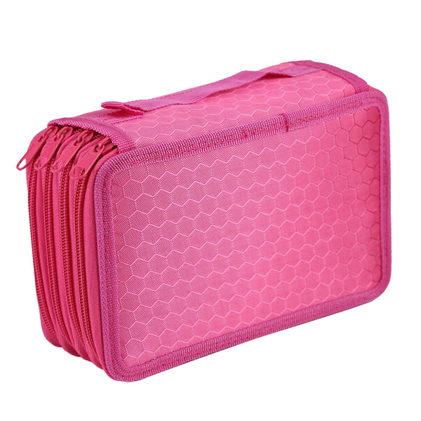 4-lagers förvaringsväska för pennväska med stor kapacitet pennväska (rosaröd)