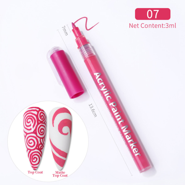 Nail Art Pen Akryyli Nail Pen Kynsimaali, DIY Nail Art Pen Valkoinen Pink