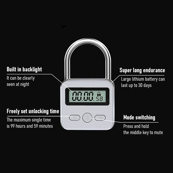 Smart Time Lock, 99 timers Max Timing Lock med LCD-skærm
