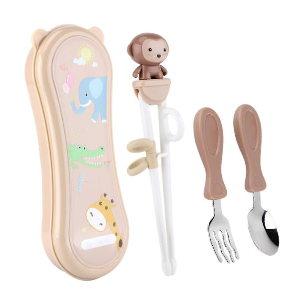 Barnservis Utbildning Ätpinnar Baby Lärande Ätpinnar Gaffel Sked Kompletterande matservis set style4
