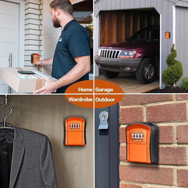 Väggmonterad nyckellåda Mini Outdoor Safe with Resetable 4-Digit Co