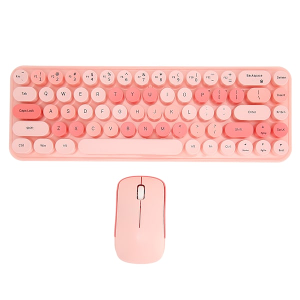USB Tangentbord Mus 2.4G Trådlös 68 Tangenter Låg Förbrukning Retro Söt ABS Gaming Tangentbord Mus för PC Rosa Blandad Färg
