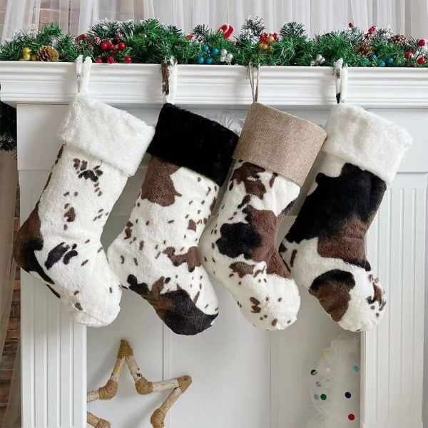 Cow Print Julstrumpor Xmas Presentpåse 3