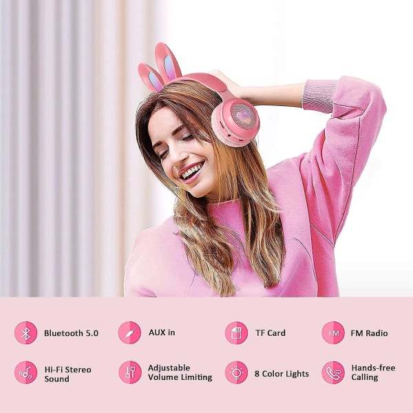 Barns Bluetooth Stereo Trådlöst Headset Vikbart Rabbit Ear Headset