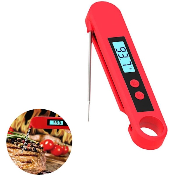2 st Hopfällbar Digital BBQ Termometer med Sond
