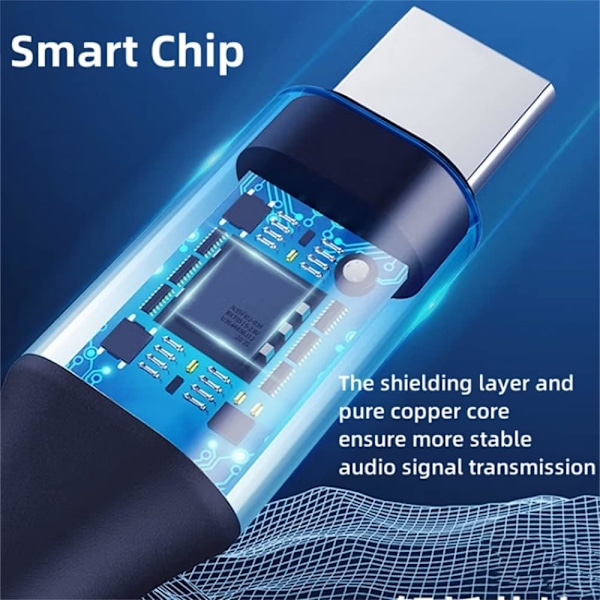 Flettet nylon USB C & Lightning til 3,5 mm Jack Audio Adapter Aux-kabel