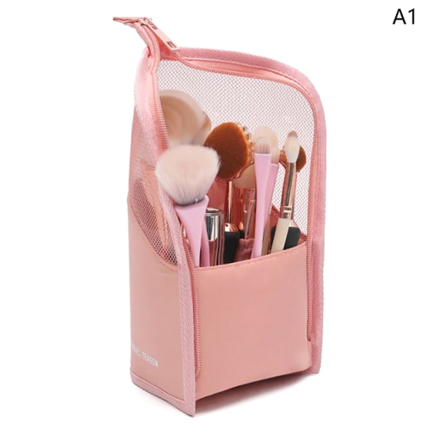 1 st stativ kosmetisk väska för kvinnor klar dragkedja Makeup Bag pink