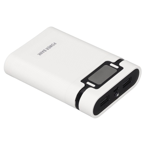 DIY Mobil 18650 Batteriladdare Powerbank 4 Batteriers Kapacitetsbox Micro Input 2-vägs Laddning med LCD-Display Vit